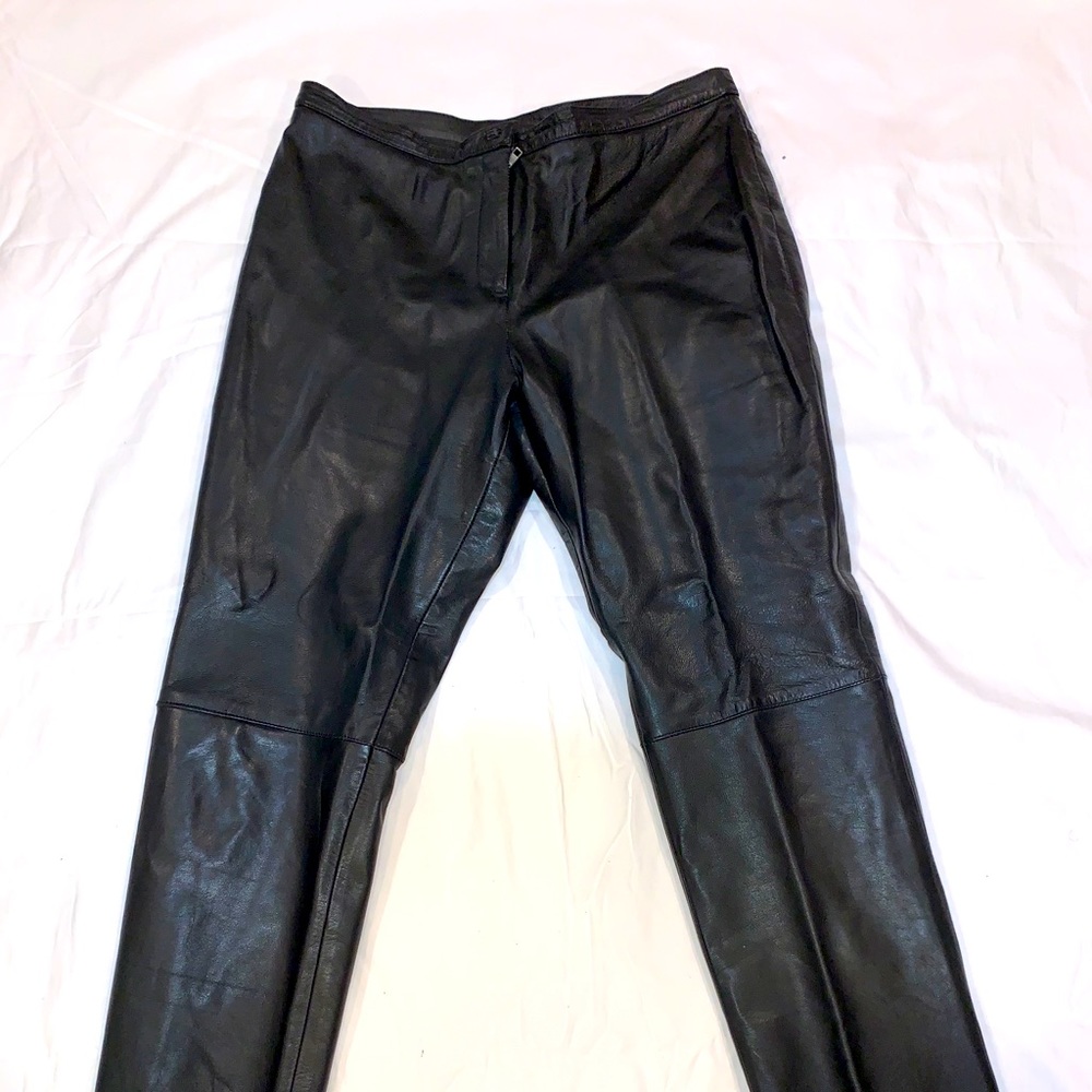 Black real leather pants